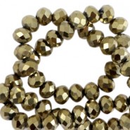Top Glas Facett Glasschliffperlen 3x2mm rondellen Antique gold metallic-pearl shine coating
